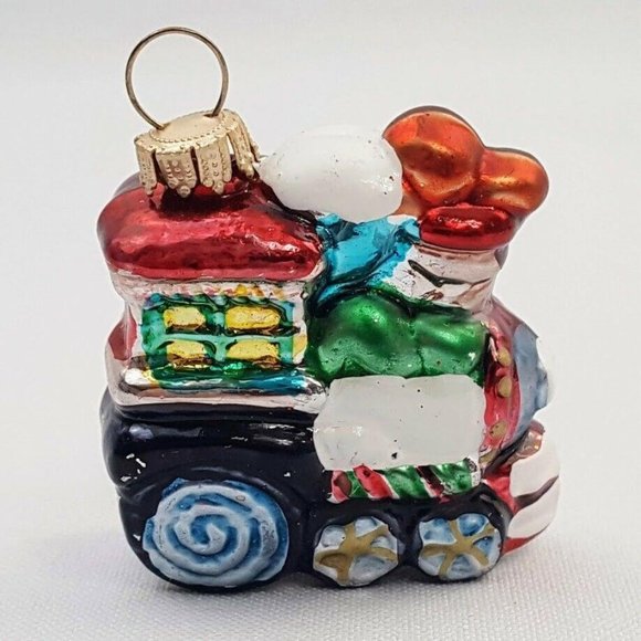 Christmas Tree Ornament Mini Train European Blown Glass Railroad Locomotive - Picture 2 of 9